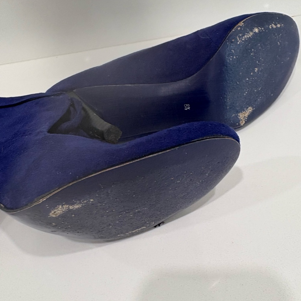 Vintage Lela Rose Royal Blue Suede Ankle Boots - Picture 8 of 8